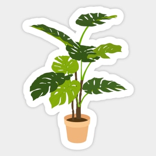 Potted Monstera Plant Orange Sticker